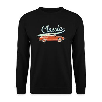 Classic Car USA - Unisex Pullover - Schwarz - Vorne - Alina (178cm) & Michal (187cm)