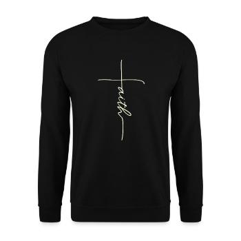 Faith Letter Print - Sweat-shirt Unisexe - noir - Devant - Alina (178cm) & Michal (187cm)