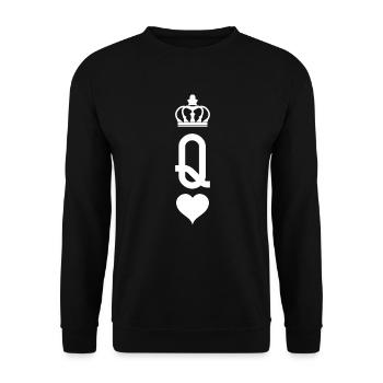 King And Queen Skull - 2 Of 2 Card Hearts Couple - Unisex Pullover - Schwarz - Vorne - Alina (178cm) & Michal (187cm)