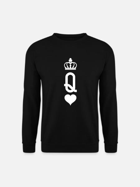 King And Queen Skull - 2 Of 2 Card Hearts Couple - Unisex Pullover - Schwarz