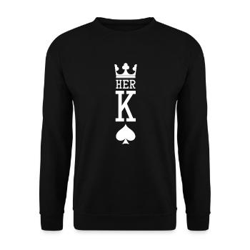 King And Queen Skull - 1 Of 2 Card Hearts Couple - Unisex Pullover - Schwarz - Vorne - Alina (178cm) & Michal (187cm)