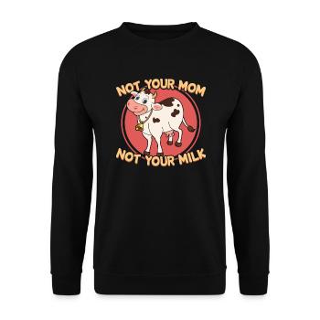 Vegan – Not Your Mom Not Your Milk – Vegetarian - Unisex Sweatshirt - black - Front - Alina (178cm) & Michal (187cm)