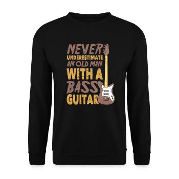 Never Understimate An Old Man With A Bass Guitar - Sweat-shirt Unisexe - noir - Devant - Alina (178cm) & Michal (187cm)