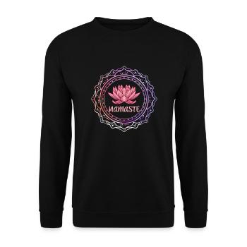 Yoga - Namaste Meditate Flower - Studio - Unisex Pullover - Schwarz - Vorne - Alina (178cm) & Michal (187cm)