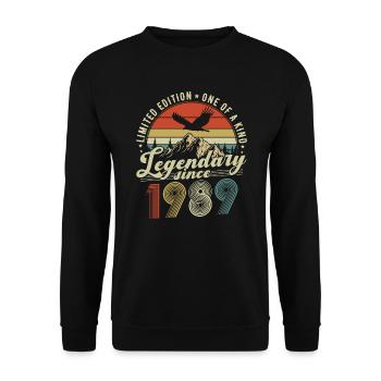 Legendary Since 1989 Vintage Birthday Gift - Unisex Sweatshirt - black - Front - Alina (178cm) & Michal (187cm)