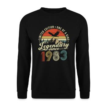Legendär seit 1983 Jahrgang Geburtstag Geschenk - Unisex Pullover - Schwarz - Vorne - Alina (178cm) & Michal (187cm)