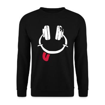 Casque d'écoute - smiley - langue - Sweat-shirt Unisexe - noir - Devant - Alina (178cm) & Michal (187cm)