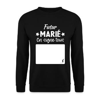 Enterrement de vie de garçon EVG Staff Marié Drôle - Sweat-shirt Unisexe - noir - Devant - Alina (178cm) & Michal (187cm)