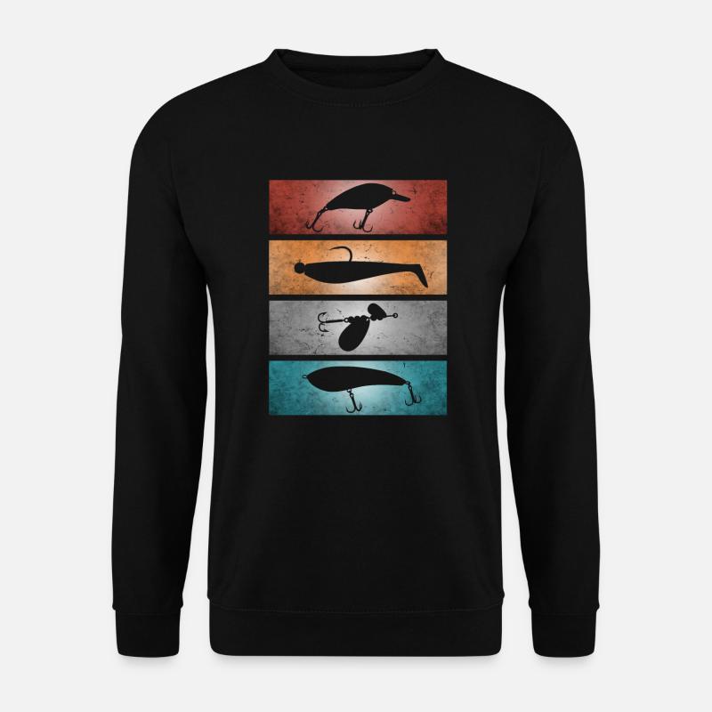 Angelköder - Retro Angeln Geschenk für Angler - Unisex Pullover - Schwarz