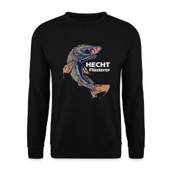 Hecht Flüsterer - Angler Geschenk Hechtangeln - Unisex Pullover - Schwarz - Vorne - Alina (178cm) & Michal (187cm)