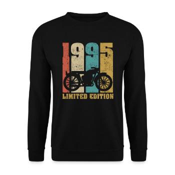 Vintage Motorcycle 1995 Retro Birthday Gift - Unisex Sweatshirt - black - Front - Alina (178cm) & Michal (187cm)