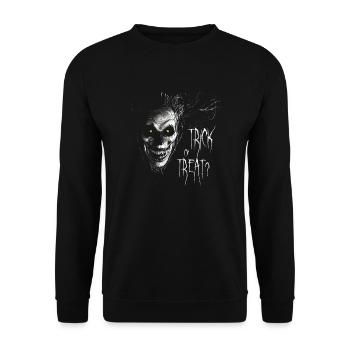 Creepy Trick o' Treat Scary Face - Unisex Sweatshirt - black - Front - Alina (178cm) & Michal (187cm)