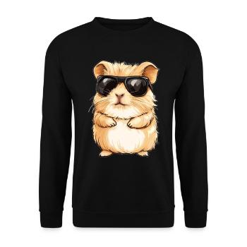 Cooles Meerschweinchen - Unisex Pullover - Schwarz - Vorne - Alina (178cm) & Michal (187cm)