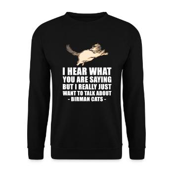 Birman Katze nettes Geschenk - Unisex Pullover - Schwarz - Vorne - Alina (178cm) & Michal (187cm)
