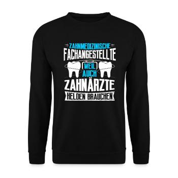 Zahnmedizinische Fachangestellte ZFA Geschenk - Unisex Pullover - Schwarz - Vorne - Alina (178cm) & Michal (187cm)