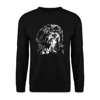 TIBET TERRIER Portrait Wilsigns chien portrait chien - Sweat-shirt Unisexe - noir - Devant - Alina (178cm) & Michal (187cm)