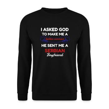 Gift Girlfriend | Serbian friend Serbia - Unisex Sweatshirt - black - Front - Alina (178cm) & Michal (187cm)