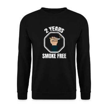 2 Jahre Rauchfrei | Rauchen Augehört Ex-Raucher - Unisex Pullover - Schwarz - Vorne - Alina (178cm) & Michal (187cm)