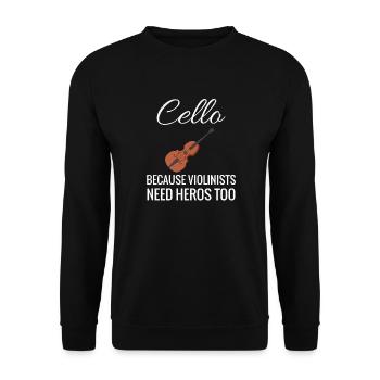 Cello Player Gifts | Cello Orchestra Cellist - Unisex Sweatshirt - black - Front - Alina (178cm) & Michal (187cm)