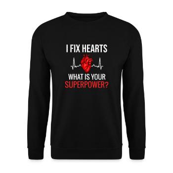 Infirmière Cardiologie Soins cardiologie - Sweat-shirt Unisexe - noir - Devant - Alina (178cm) & Michal (187cm)