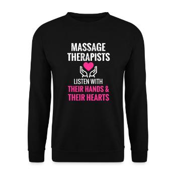 Masseuse Idée cadeau Massage thérapeute massage - Sweat-shirt Unisexe - noir - Devant - Alina (178cm) & Michal (187cm)