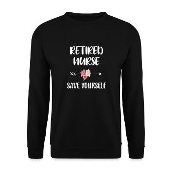 Retired nurse retirement gift - Unisex Sweatshirt - black - Front - Alina (178cm) & Michal (187cm)