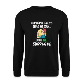 Infantile Cerebral Palsisise CP Fighter Cerebral Palsy - Unisex Sweatshirt - black - Front - Alina (178cm) & Michal (187cm)