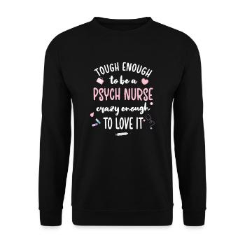 Infirmière psychiatrique Soins psychiatriques - Sweat-shirt Unisexe - noir - Devant - Alina (178cm) & Michal (187cm)