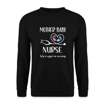 Infirmière mère-enfant portails postaux sage-femme - Sweat-shirt Unisexe - noir - Devant - Alina (178cm) & Michal (187cm)