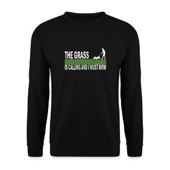 Rasen Mähen Gartenarbeit Rasenmäher Rasenpflege - Unisex Pullover - Schwarz - Vorne - Alina (178cm) & Michal (187cm)