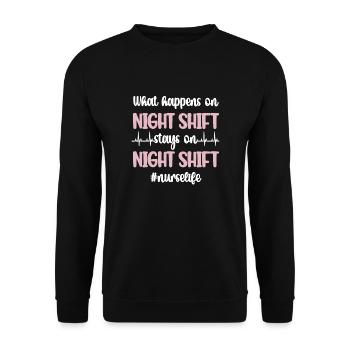 Night shift nurse nurse - Unisex Sweatshirt - black - Front - Alina (178cm) & Michal (187cm)