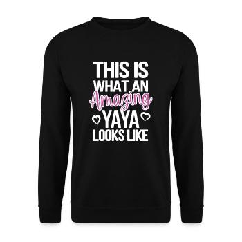 Best Yaya Grandma Mother's Day Gift Yaya Grandmother - Unisex Sweatshirt - black - Front - Alina (178cm) & Michal (187cm)