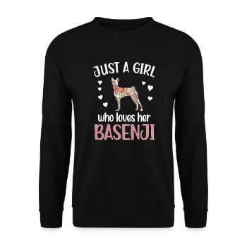 Basenji Mädchen Basenji Liebhaberin Basenji Mama - Unisex Pullover - Schwarz - Vorne - Alina (178cm) & Michal (187cm)