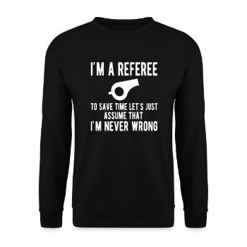 Arbitre Papa Referee Arbitre impartial - Sweat-shirt Unisexe - noir - Devant - Alina (178cm) & Michal (187cm)
