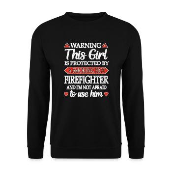 Girlfriend Firefighter Girlfriend Of Firefighter - Unisex Sweatshirt - black - Front - Alina (178cm) & Michal (187cm)