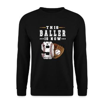 9e anniversaire joueur de baseball cadeau 9 ans - Sweat-shirt Unisexe - noir - Devant - Alina (178cm) & Michal (187cm)