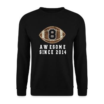 8th birthday Born 2014 Football player 8 years - Unisex Sweatshirt - black - Front - Alina (178cm) & Michal (187cm)