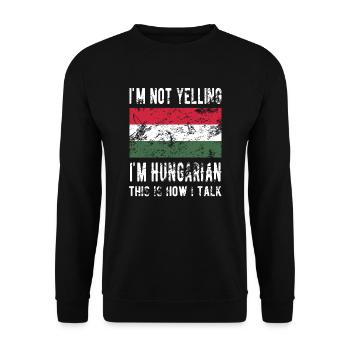 Stolzer Ungar Ungarn Herkunft Ungarische Flagge - Unisex Pullover - Schwarz - Vorne - Alina (178cm) & Michal (187cm)