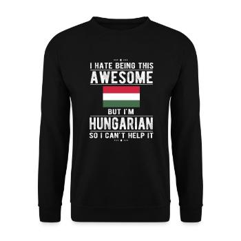 Stolzer Ungar Ungarn Flagge Ungarische Herkunft - Unisex Pullover - Schwarz - Vorne - Alina (178cm) & Michal (187cm)