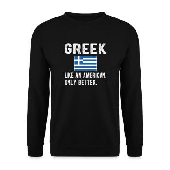 Greek Greece Flag Greek origin - Unisex Sweatshirt - black - Front - Alina (178cm) & Michal (187cm)