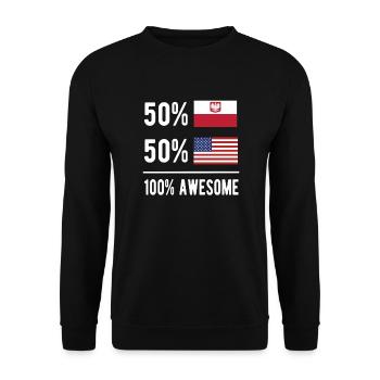 Demi-pôle Moitié Américain Usa Pologne Drapeau - Sweat-shirt Unisexe - noir - Devant - Alina (178cm) & Michal (187cm)