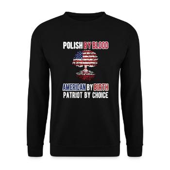 Demi-pôle Moitié Américain Usa Pologne Drapeau - Sweat-shirt Unisexe - noir - Devant - Alina (178cm) & Michal (187cm)