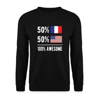 Moitié Français Moitié Américain Usa France - Sweat-shirt Unisexe - noir - Devant - Alina (178cm) & Michal (187cm)