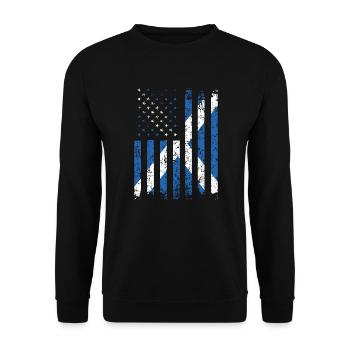 Half Scots Half American USA Scotland Flag - Unisex Sweatshirt - black - Front - Alina (178cm) & Michal (187cm)