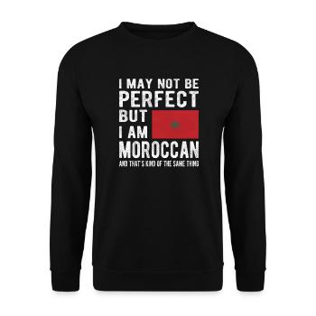 Marokkaner Marokko Flagge Marokkanische Herkunft - Unisex Pullover - Schwarz - Vorne - Alina (178cm) & Michal (187cm)