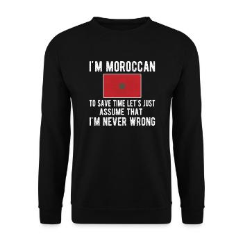 Marokkaner Marokko Herkunft Marokkanische Flagge - Unisex Pullover - Schwarz - Vorne - Alina (178cm) & Michal (187cm)