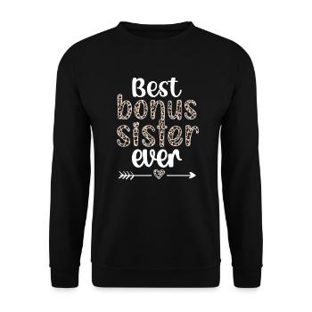 Beste Bonus-Schwester Stolze Stiefschwester - Unisex Pullover - Schwarz - Vorne - Alina (178cm) & Michal (187cm)