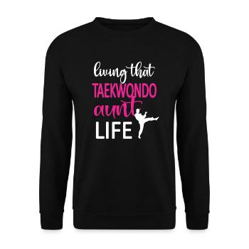 Taekwondo Aunt Proud Taekwondo Aunt Gift - Unisex Sweatshirt - black - Front - Alina (178cm) & Michal (187cm)