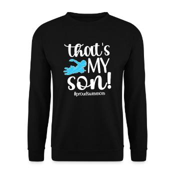 Stolze Schwimmmama Mutter Schwimmer Schwimm-Mama - Unisex Pullover - Schwarz - Vorne - Alina (178cm) & Michal (187cm)