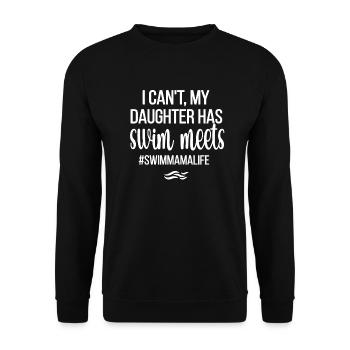 Stolze Schwimmmama Mutter Schwimmer Schwimm-Mama - Unisex Pullover - Schwarz - Vorne - Alina (178cm) & Michal (187cm)